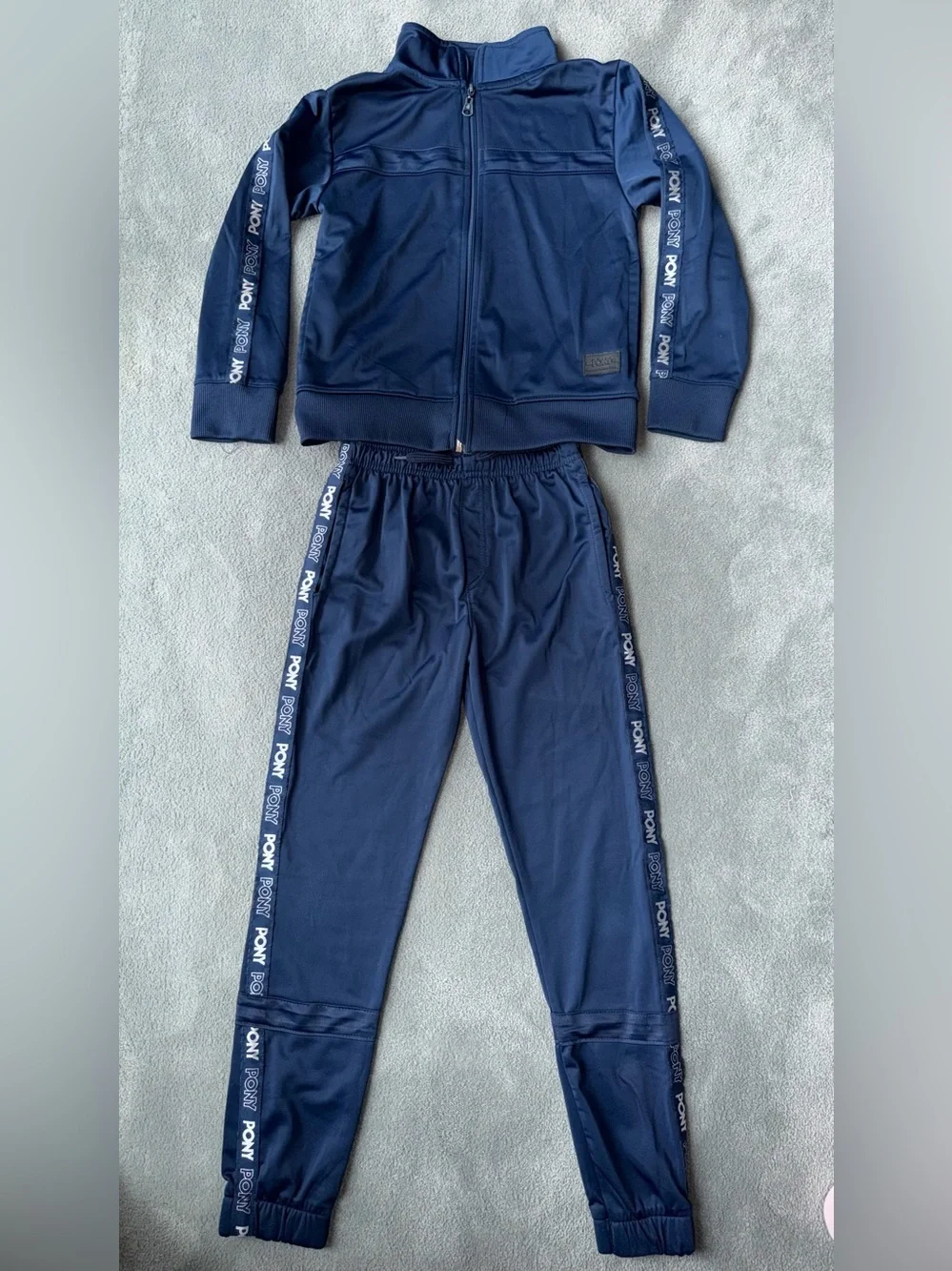 Pony Navy Blue Side-Stripe Track Jacket and Joggers for Kids